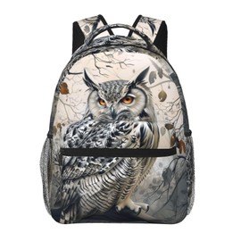 Ti Caldi Owl in Forest Backpack for Women Teen Girls School Laptop College Woodland Bird Backpacks for Gifts Travel Hiking Work Camping, Polyester Lightweight Rustic Bookbag Back Pack