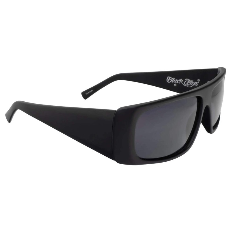 Black Flys Fly Straight Sunglass Shiny Black w/Smoke Polarized Lens