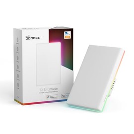 SONOFF T5 Interruptor de Pared Inteligente, Interruptor de Luz Táctil WiFi, Interruptor Fuego Cero，el Panel es Extraíble y Reemplazable, Modo de Iluminación Ambiental, Efectos de Luz T5-1C-120