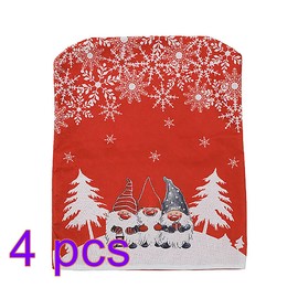KHBNHJ 4PCS Christmas Chair Covers Decor, Christmas Seat Covers Christmas Chair Back Covers Decorations for Christmas Dining Room Kitchen Party Decoration-Red