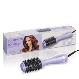 Belleza 2-in-1 Thermal Blowout Brush for Short, Long & All Hair Types | Hair Dryer & Volumizer Hot Air Styling Tool with 360 Ionic Barrel | Guaranteed Frizz-Free, Salon Results (Purple – 2")