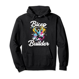 Bicep Builder Gym Motivation Powerhouse Display Pullover Hoodie, black