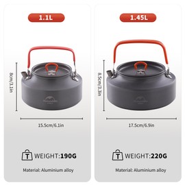 Naturehike Camping Tea Kettle Kettle Coffee Pot Portable Outdoor Kettle Aluminium with Mouthpiece 1.1 L