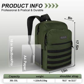 Wrangler Tradesman Backpack, Water Resistant Casual Daypack for Travel Work School, Unisex Laptop Backpack with Notebook Sleeve