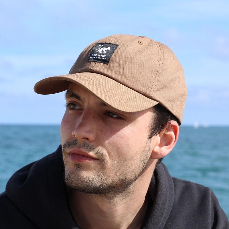 Surf Monkey Classic Cotton Plain Baseball Cap, brown