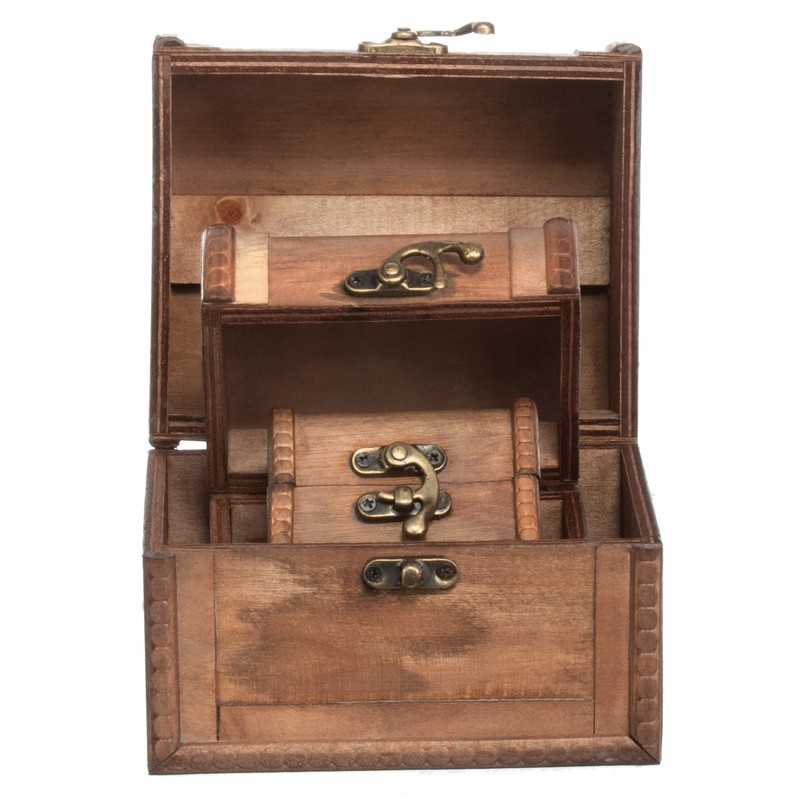 Brandsseller Set of 3 Chest Storage Boxes Decorative Wooden Crates