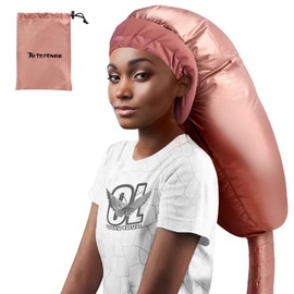 Bonnet Hood Hair Dryer Attachment: Upgraded Extra Large Adjustable Soft Dryer Caps - Easy to Use for Natural Curly Textured Hair Care Styling Fast Drying - Rose Gold