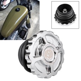 Unbranded Chrome RSD Vented Fuel Gas Tank Cap Oil Cover For Harley Road King Sportster 883