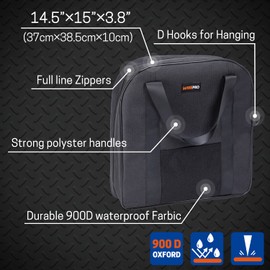 WISEPRO 15 Inch Jumper Cable Bag, Heavy Duty Cable Storage Bag, Water Resistant Cable Organizer Bag for Jumper Cable, EV Charging Cables, Cords and Hoses (15 Inch Black)