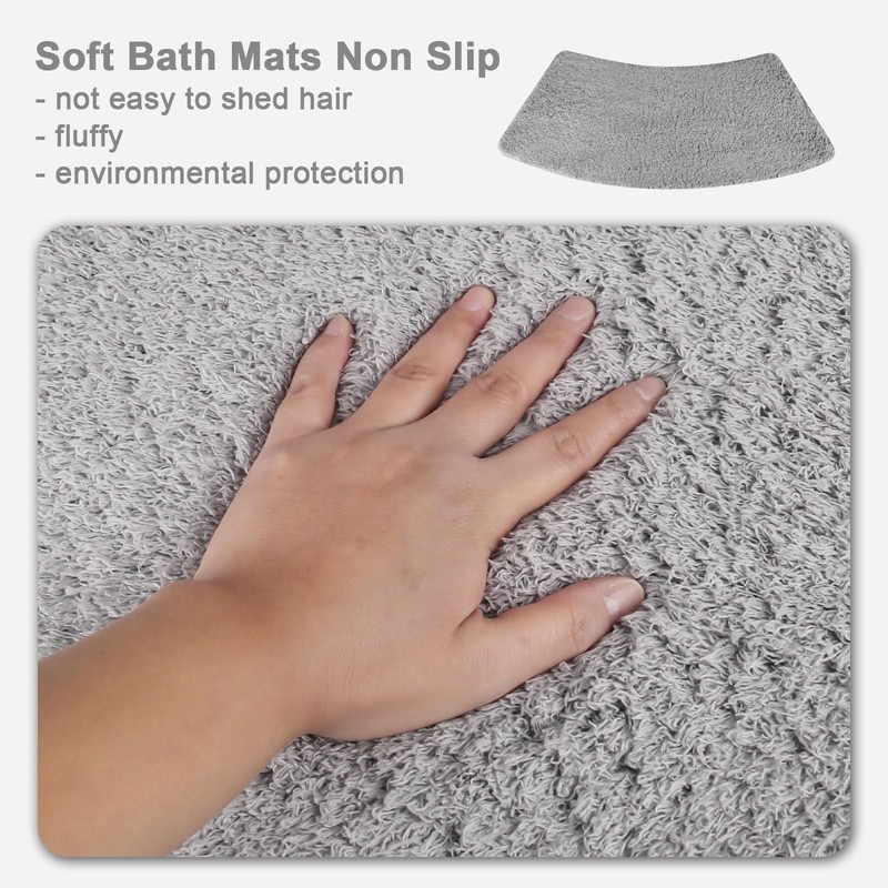 RUCUDIM Fan-shaped Curved Bath Mat, Bath Mats Non Slip Bathroom