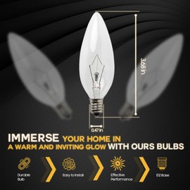 SATONA 60W 120V E12 Base B10 CTC Incandescent Light Bulbs, Transparent Candle Light Bulbs Perfect for Chandeliers, Ceiling Fan Lights, Pendants, Fireplace, Dimmable, Warm White 2700K (Pack 12)