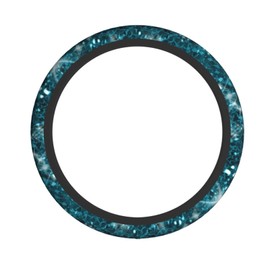 turquoise glitter pattern Steering Wheel Cover,Warm in Winter and Cool in Summer,15 in Universal Accessory for Diverse Car Fashion Elastic Breathable Silicone Anti-Slip Decor Cover for Men Women