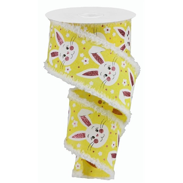 Easter Bunny Wired Ribbon with Fuzzy Edges for Bows, Wreaths,