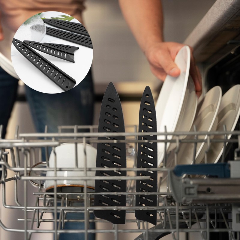 5 Pack Black Kitchen Knife Sheaths, Plastic Blade Guards for