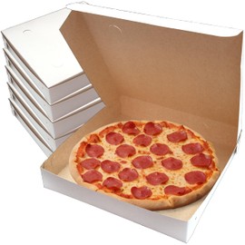 BOARDS+ Thin White Paperboard Pizza Boxes 12 x 12 x 1.75 Inches (15 Pack) Sturdy For Homemade Pizzas and Crafts
