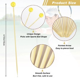 Cocktail Picks, Tennis Toothpicks for Appetizers 100PCS, Fancy Tooth Picks, 4.7 Inches Skewers for Fruit Kabobs, Party Supplies Bamboo Sticks for Fruit Drinks Food Charcuterie Cocktail Garnish