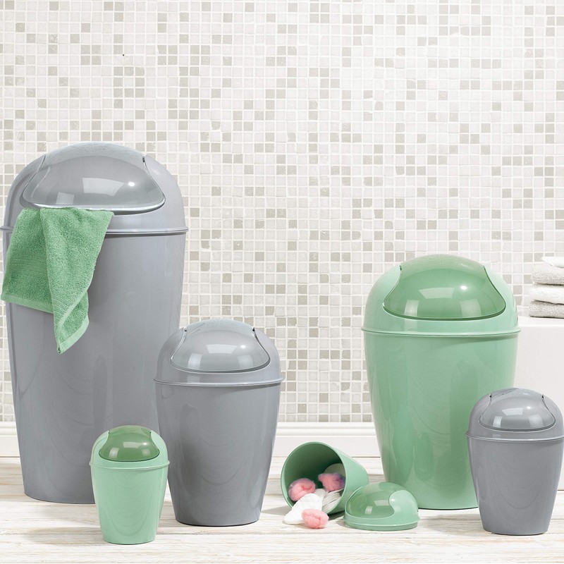 Koziol Swing-Top Wastebasket DEL S, spa turqoise