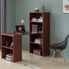Basicwise Computer Writing Workstation Table with Combo Bookshelf Bookcase, Cherry