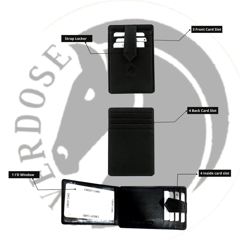 OVERDOSE Slim Fine PDM Leather Credit Card Business Card Holder