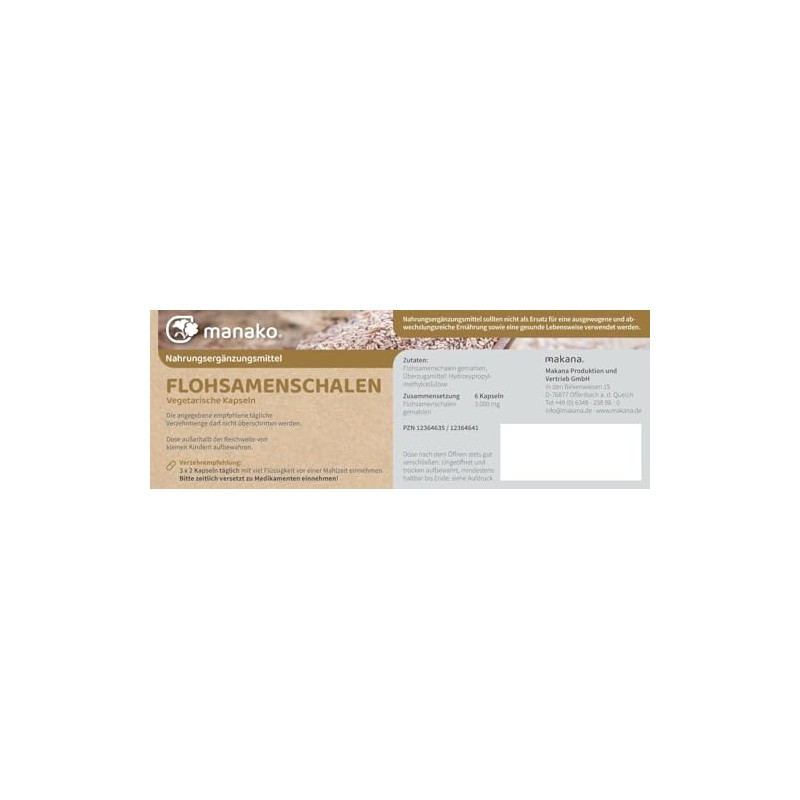 manako Psyllium Husks Vegetarian Capsules, Pack of 120, 72 g