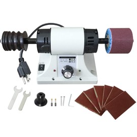 YaeKoo 0-8000RPM Leather Polisher Sander 350W Leather Burnishing Machine 110V Edge Grinding Machine with 6 Sanding Sleeves