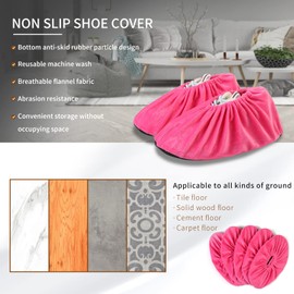 5 Pairs Reusable Shoe Covers, Non Slip Shoe Protectors Covers, Universal Soft Washable Thickened Foot Boot Shoe Covers for Indoors Home Laboratory (Pink)