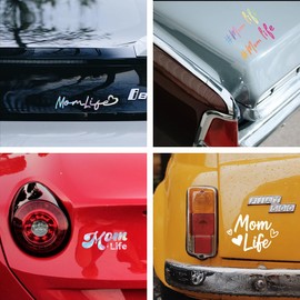 WADORN Pack of 5 Colourful Reflective Vinyl Stickers "Mom Life" for Car Stickers with "Mom Life Heart Outdoors" Waterproof for Car Windows for Windows Cars Trucks Laptops Water Bottles