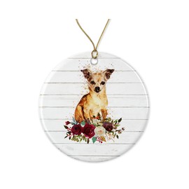 LillaGifts Chihuahua Ornament - Pet Gift Dog Ornament - Chihuahua Christmas Ornament - Dog Ornament - Gift Ceramic Holiday Decoration Present Both Sides,White
