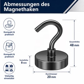 FINDMAG Magnetic Hooks Extra Strong 30 kg Pack of 6 Magnetic Hooks