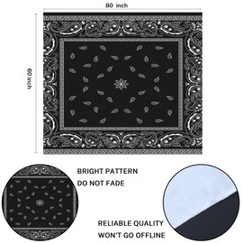 Emvency Tapestry Colorful Paisley Black Pattern Bandanna Border Scarf White Home Decor Wall Hanging for Living Room Bedroom Dorm 60x80 Inches