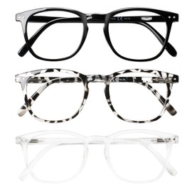 COJWIS Lesebrille 3er Pack Herren Damen Brille Runder Rahmen Blaulichtfilter Federscharnier Leser Schwarz/Schildpat Brillen (Schwarz Schildpatt Durchsichtig, 0.00, Dioptrien)