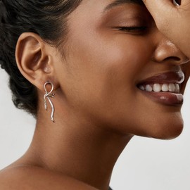 MUNDELL Plated 925 Sterling Silver Dainty Bow Stud Earrings Minimalist Hypoallergenic Earring for Women Jewelry Gifts