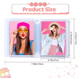 3 Inch Mini Photo Album Set of 2 Photocard Binder Mini Slip-in Album Photo Cards Kpop Photocard Photo Card Holder Heart Love Heart Photo Sleeves for Storing Photos, ID Cards, Cards (Pink Yellow)