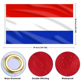 AhfuLife Netherlands Flag 90 x 150 cm, Pack of 2 Dutch National Flag with Brass Eyelets, Netherlands Flag for Euro Eurovision 2025 Women's Football European Championship Olympic National Day Bar Party