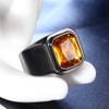 PMTIER Men's Stainless Steel Black Plated Ring with Square Orange