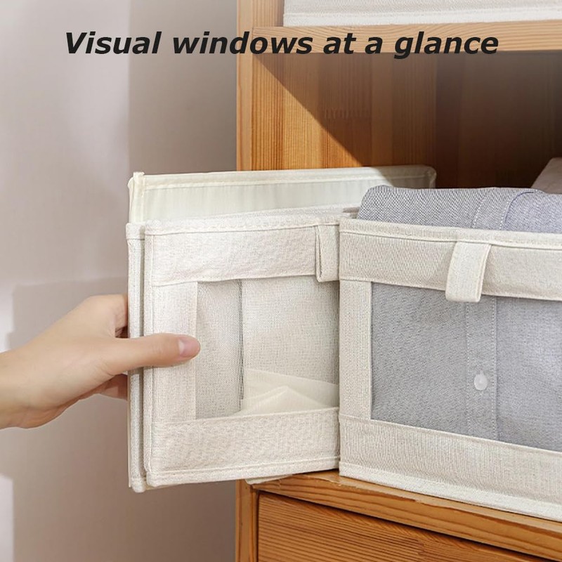 6 Pack Linen Storage Bins, Foldable Storage Boxes, Portable Wardrobe