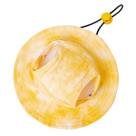 Pet hat with Ear Holes Sunscreen Baseball Cap Suitable for Small and Medium-Sized Dogs Outdoor Climbing hat in Summer Pet Products (Yellow, Small)