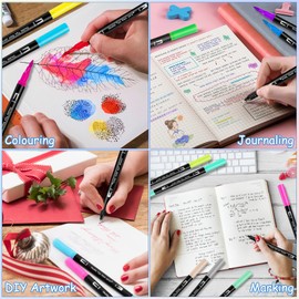 Libershine 48 Colours Dual Brush Pen Set, Watercolour Brush Set, Felt Pens, Calligraphy Pens, Ideal for Children and Adults, DIY for Drawing, Writing, Colouring, Sketching, Painting by Numbers