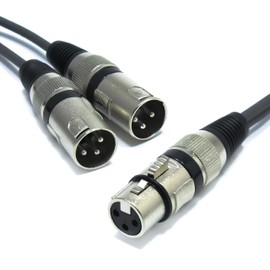 VITALCO XLR Splitter 0.5 m Audio Adapter XLR Female to 2x XLR Male 3-Pin Splitter Cable Y Cable Tailer Female to Dual Male