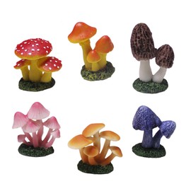 Mini Resin Mushroom Figurines, 6 Pieces Lawn Fairy Wild Garden Resin Bonsai Craft Decoration for Home DIY Micro Fairy Garden Landscape