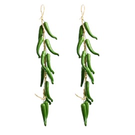 VIOCIWUO Artificial Hanging Pepper String 2 Sets, Simulation Lifelike Hot Chili Vegetable Fruit Garland Vine for Home Kitchen Farm Party Wall Decoration, Green