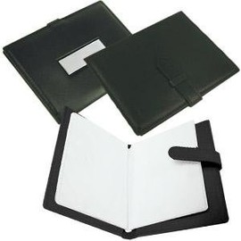 Black leather photo album with sterling plaque - by Lunt SilverÂ - 4.250x3