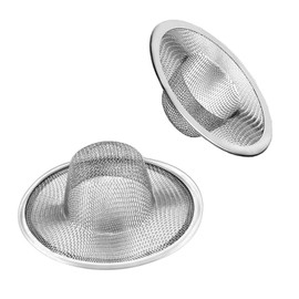 2pcs Heavy Duty Stainless Steel Slop Basket Filter Trap, 2.75" Top / 1" Mesh Metal Sink Strainer, Perfect for Kitchen Sink/Bathroom Bathtub Wash Basin Floor Shower Drain Balcony Drain Hole, Utility