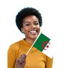 25 Packs Small Algeria Flags on Handheld Stick，Miniature Algerian Flag
