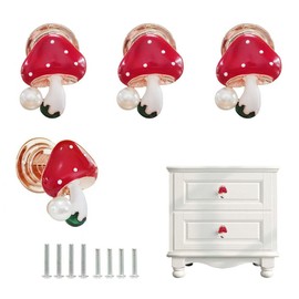 Sutfmwe Mushroom Knobs, Funky Cabinet Drawer Knobs, Unique Mushroom Shaped Pull Handle Knobs for Drawer Dresser Cabinet Closet Sliding Door Decorative Knobs Zinc Alloy Single Hole 4PCS