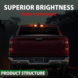 LQI Third 3rd Brake Light Clear & Red Compatible with Dodge Ram 1500 2009-2017/ Fit Dodge Ram 2500 3500 2010-2017 Cargo Light 923-270, 68412024AA