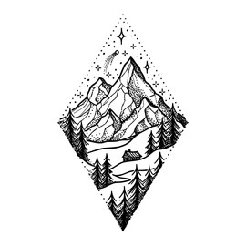 Mountain Stargazer Cabin Tattoo Temporalis® Temporalis® Vegan & Waterproof EU Certified 1-2 Weeks