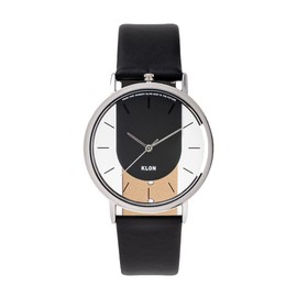 KLON INVISIBLE RELATION Men's Wristwatch, Popular Brand, Leather, Stylish, Unisex, Gray, Skeleton Watch, 1.6 inches (40 mm), Black, Classic