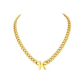 Richsteel Gold Initial Necklace for Men Letter K Chain for Women Gifts for Him Stainless Steel Necklaces Valentines/Father Day Jewelry