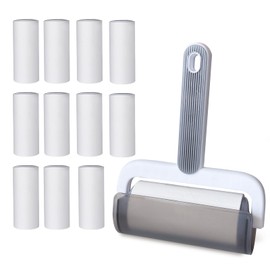 Oiamker Fusselrolle 12 Rollen mit 1 Abroller, Extra Klebrige Fusselrolle Kleidung, Fusselroller für Kleidung, Haare, Katzenhaare, Hundehaare, 60 Blatt/Rollen